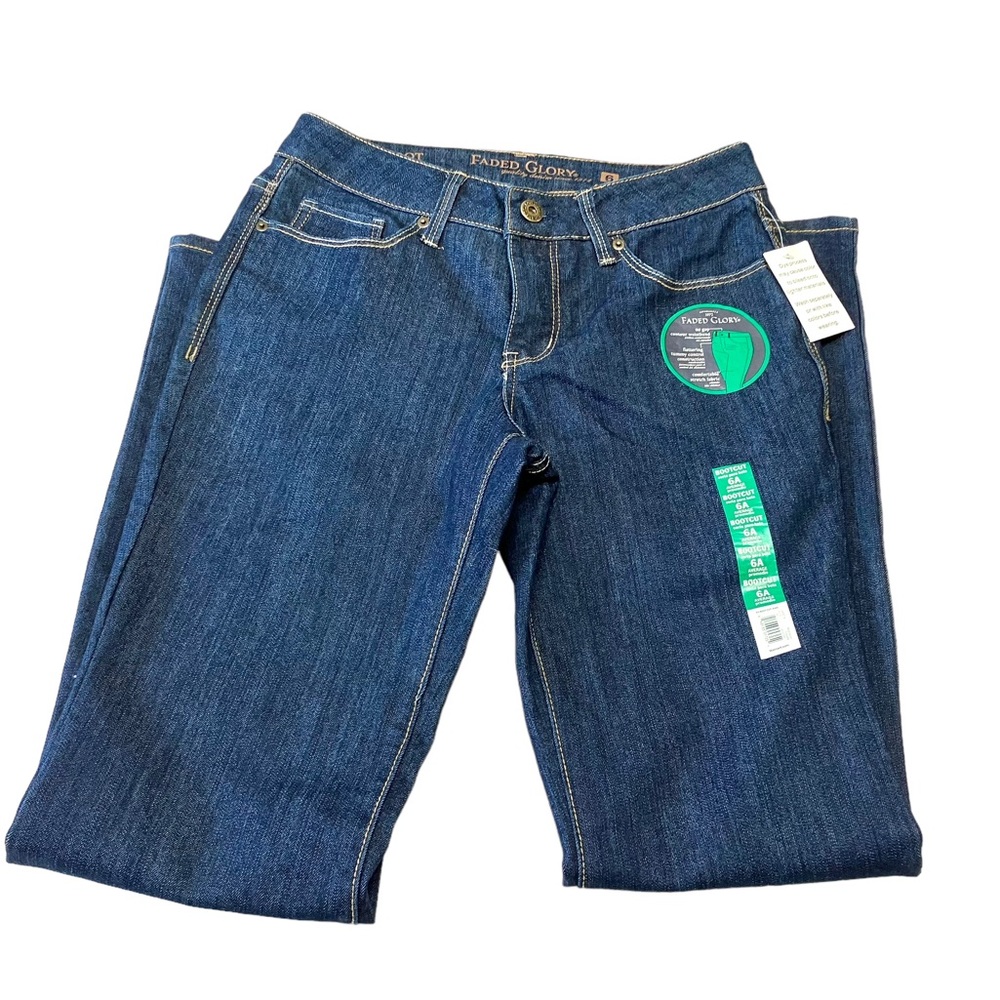 NWT Faded Glory Bootcut Mid Rise Blue Stretch Jeans Womens Size 6A 30X32